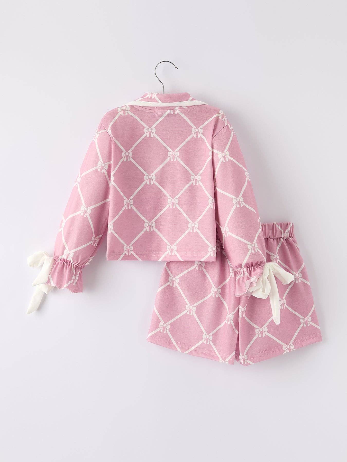 Mommy & me Autumn Check Bow Girls Lapel Pajamas