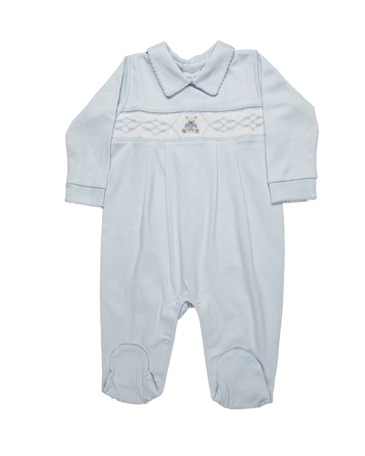 Baby Sweet Bear Boy Open Back Pima Jumpsuit