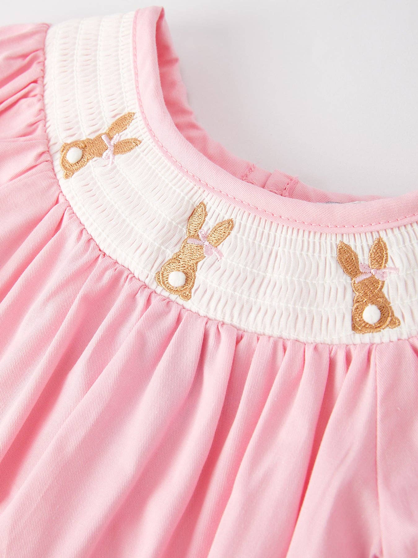 Pink Easter Bunny Lace Smock Bubble