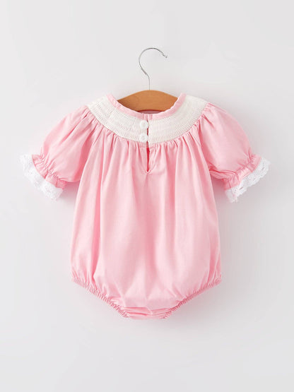 Pink Easter Bunny Lace Smock Bubble