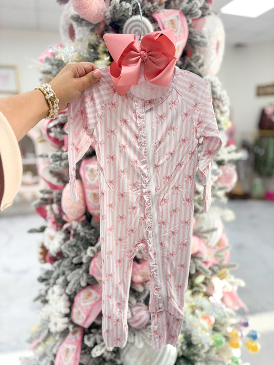 Bow Striped Bamboo Sleeper