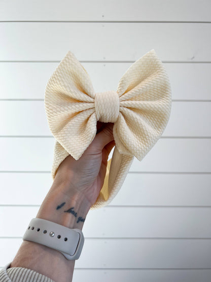 Cream Bullet Bow + Headwrap   