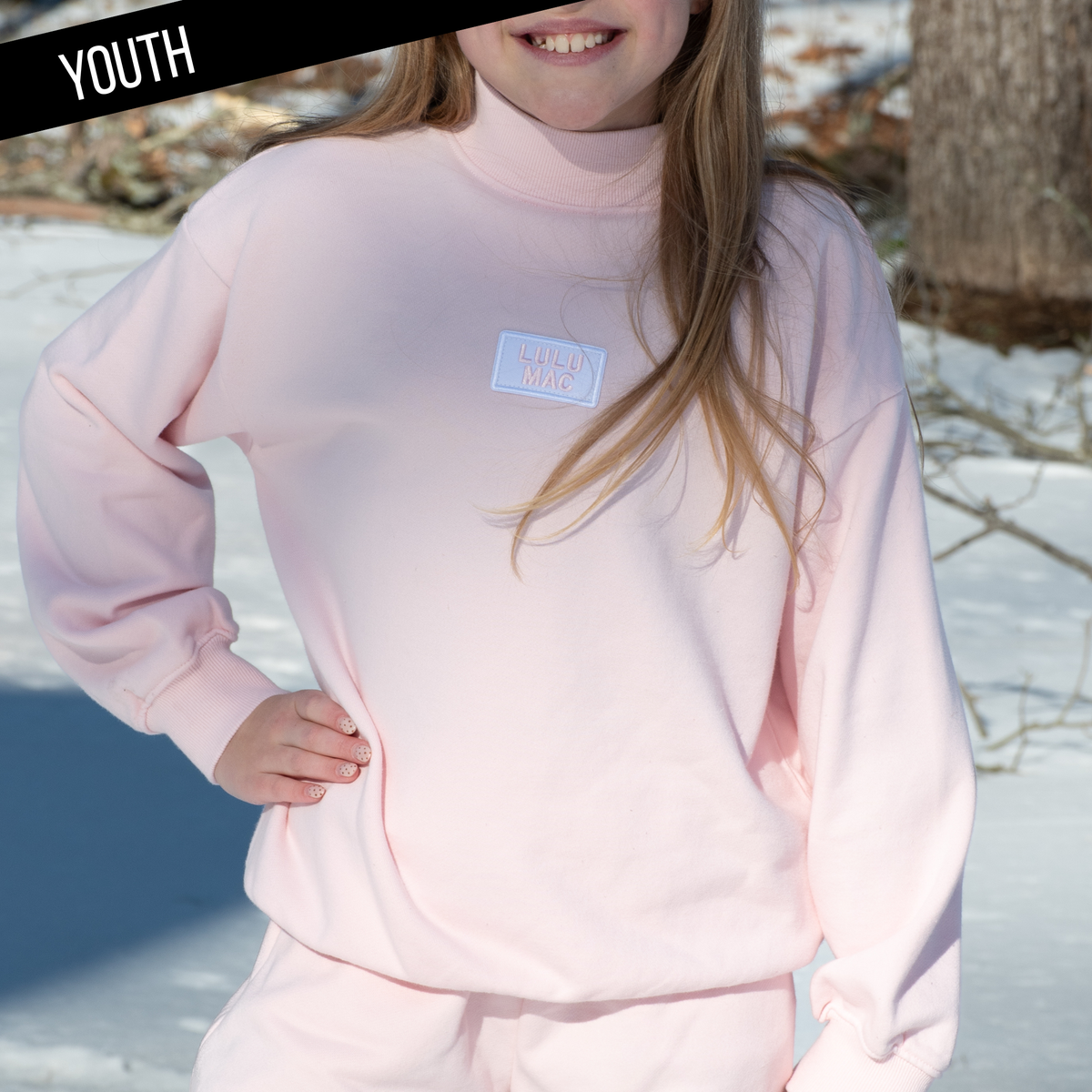 LULU MAC KID LONGSLEEVE TERRY CLOTH TOP-LIGHT PINK