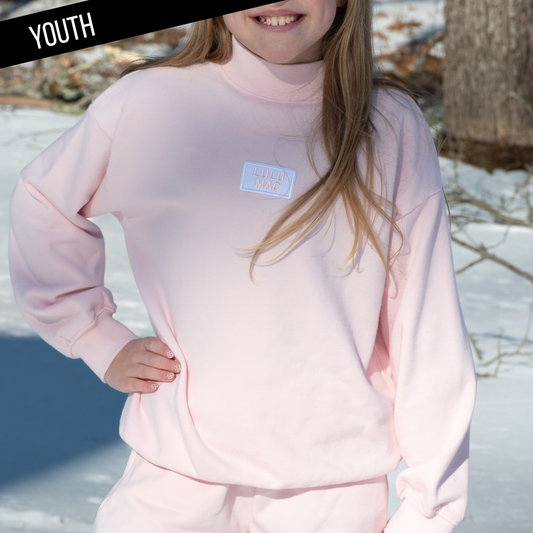 LULU MAC KID LONGSLEEVE TERRY CLOTH TOP-LIGHT PINK