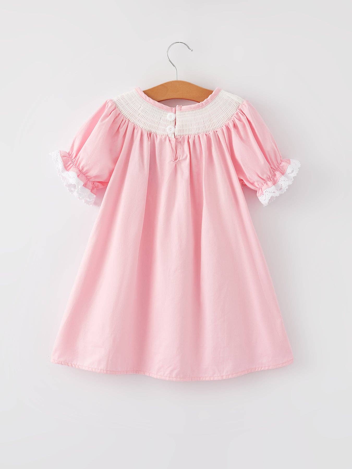 Pink Easter Bunny Lace Smock Dress