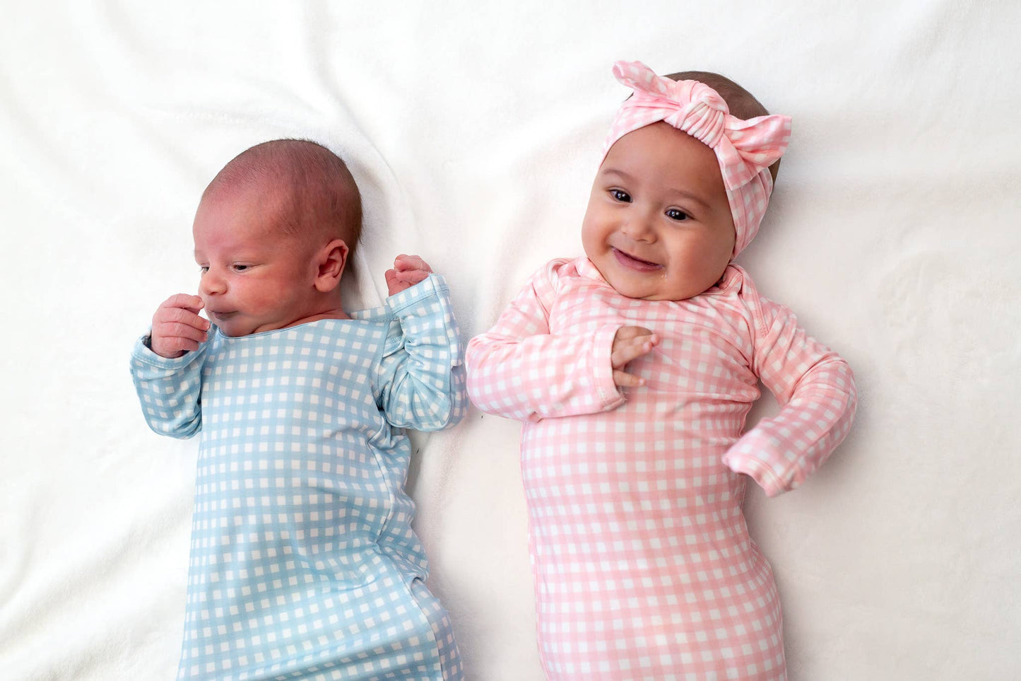 Pink Gingham Knotted Infant Gown