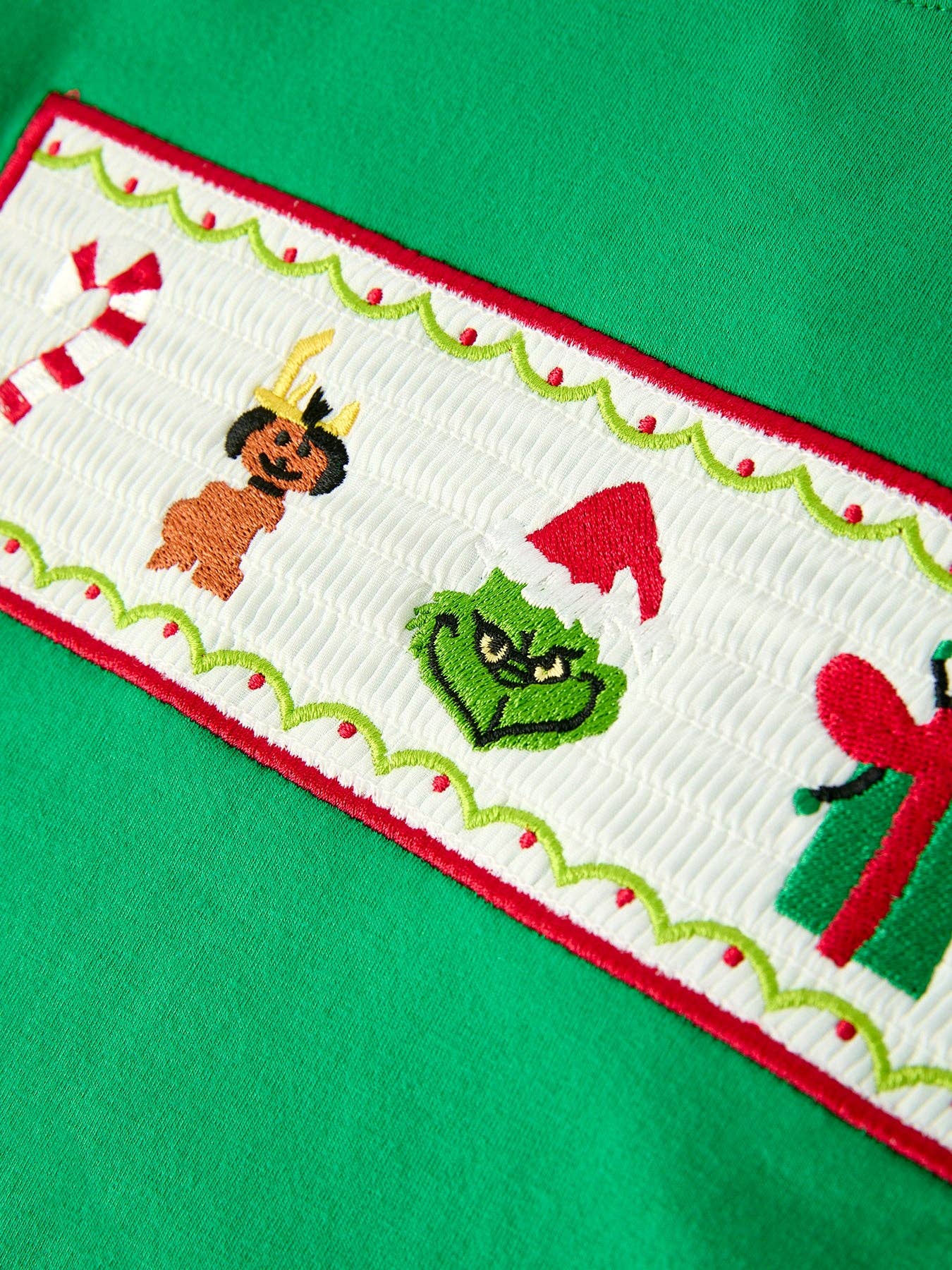 Christmas Character Candy Embroidery Green Boys Set
