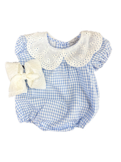 Blue Gingham Lace Bubble
