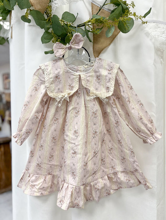 Sweet Ruffled Long-Sleeved Romper and Dress Matching Headband