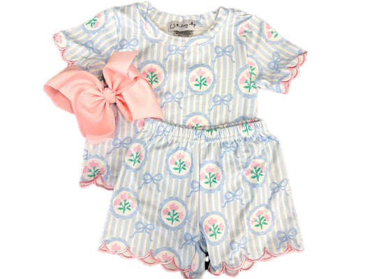 Floral Scallop Short Set