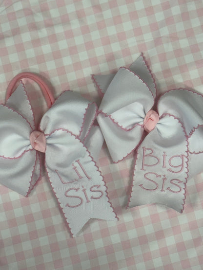 Big Sis & Lil Sis Moon Stitch Bow
