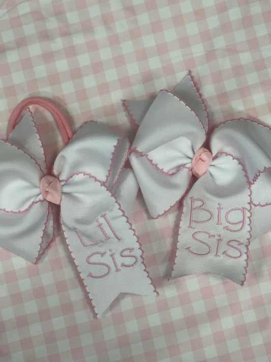 Big Sis & Lil Sis Moon Stitch Bow