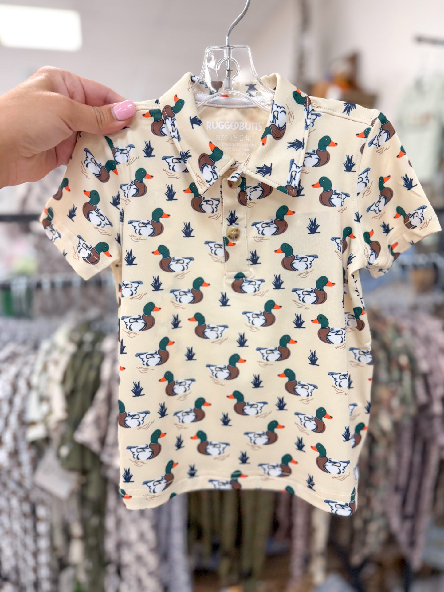Boys Mallard Marsh Duck Knit Short Sleeve Performance Polo