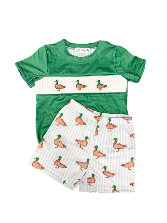 Green Mallard Smock Short Set