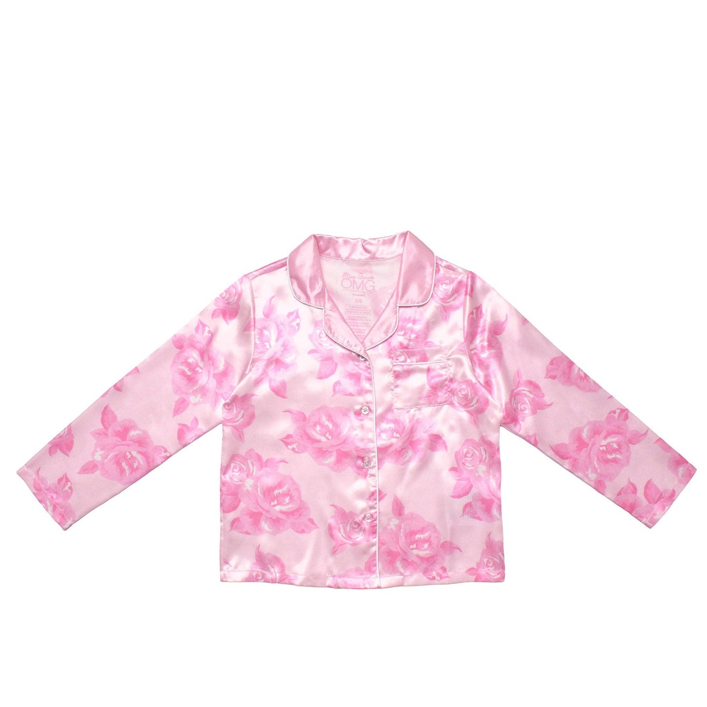Rose Print Satin Pajama Set with Headband