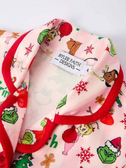 Christmas Tree Character Baby Girls Ruffle Girls Pajamas Set