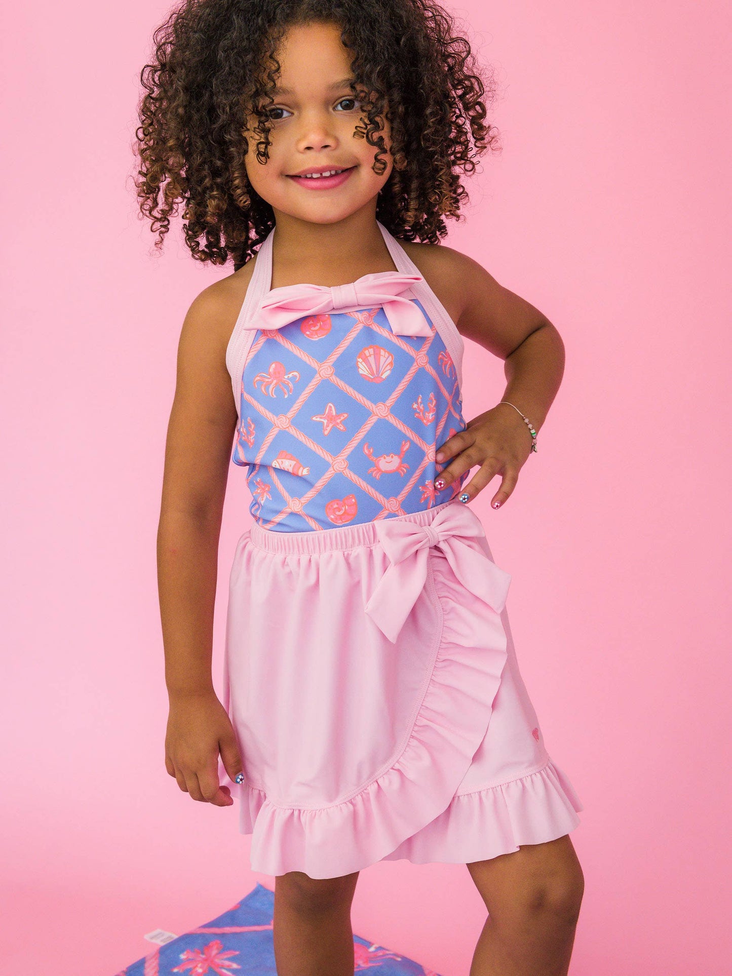 Girls Tropical Trellis Halter One Piece Swimsuit
