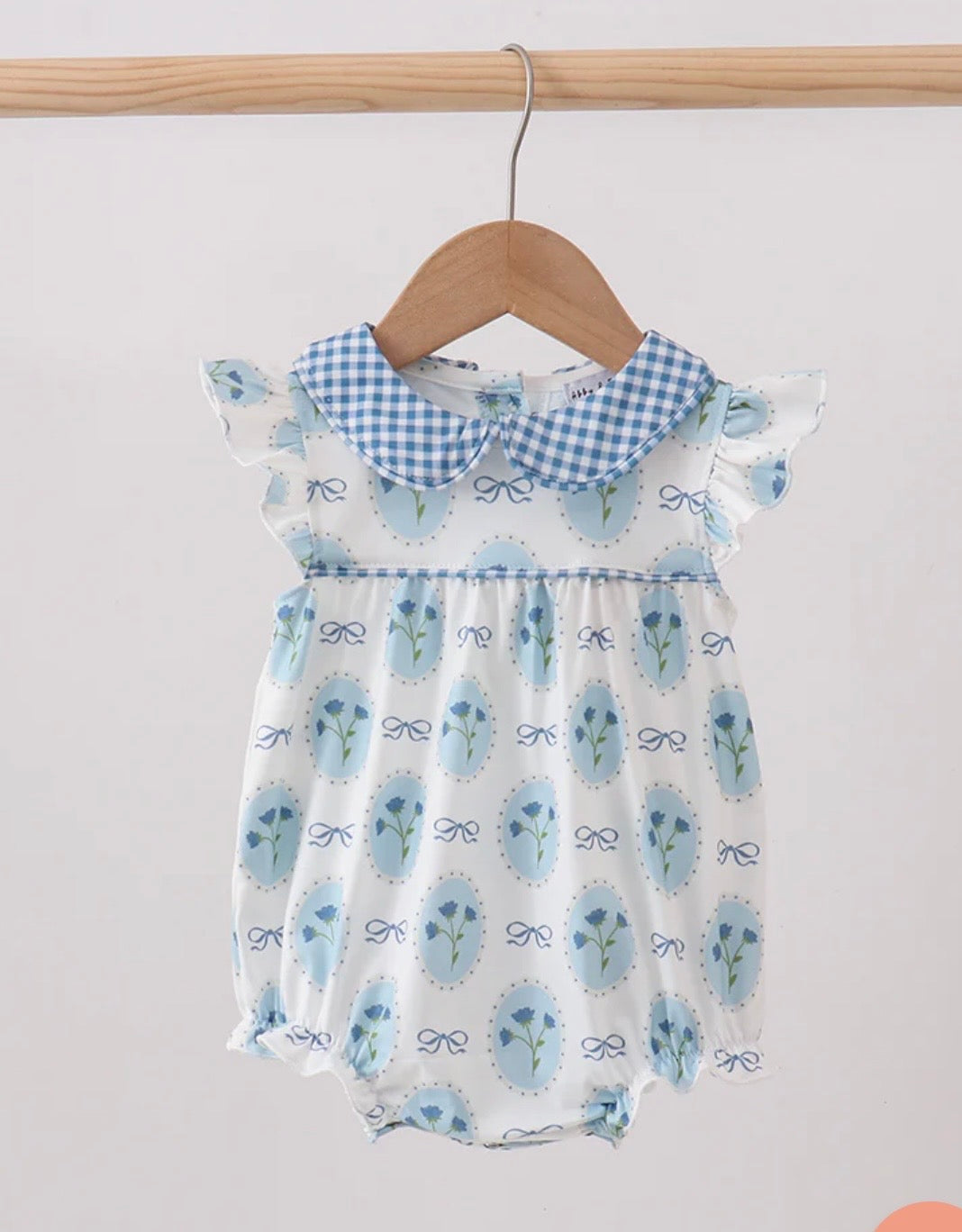 Blue Floral and Gingham Bubble