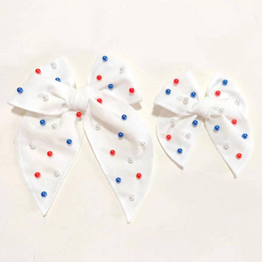 Beaded Hair Bow - Bomb Pop