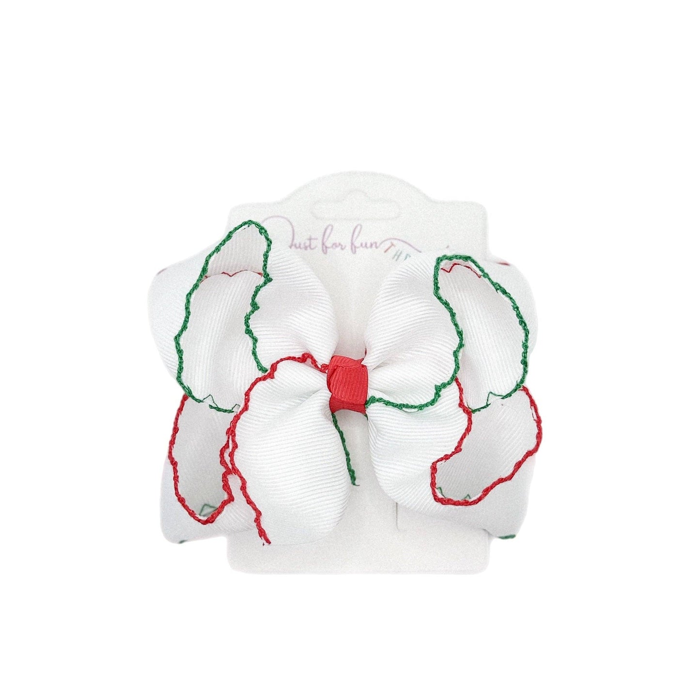 Festive Red & Green Moonstitch Bow