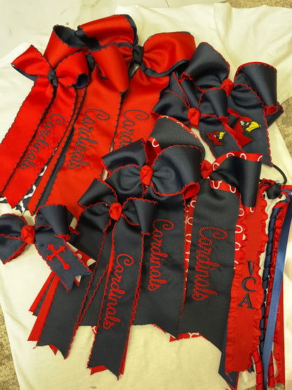 Navy and Red School Bows