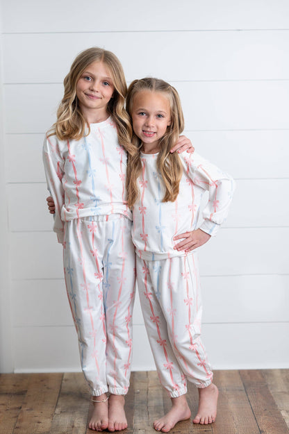 Girls Coquette Ribbon Bow Two Piece Lounge Set