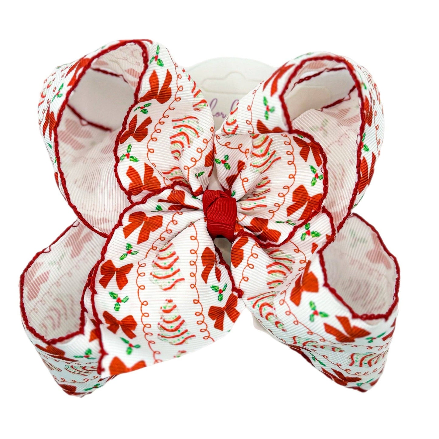 Christmas Cake Moonstitch Hair Bow