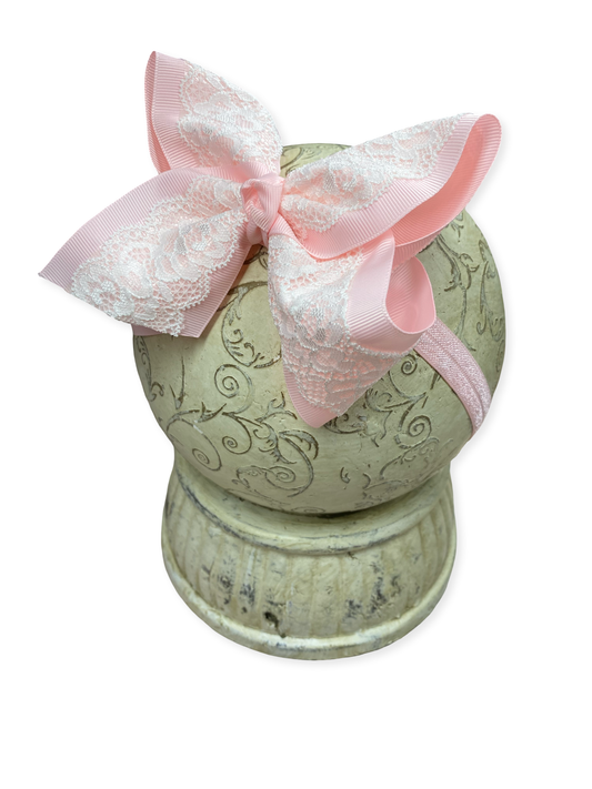 Chantilly Lace Two-Tone Bow Headband | Classic Lace Baby & Toddler Headband