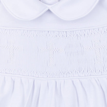 Forever Blessed Smocked Girl Gown - White