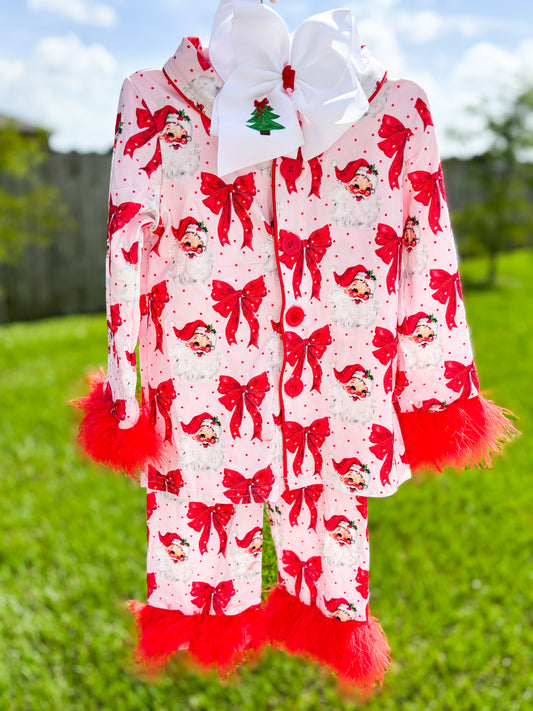 Red Bow Santa Feather Pjs