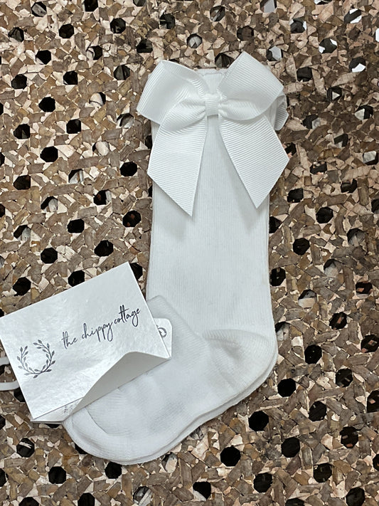 White Bow Socks