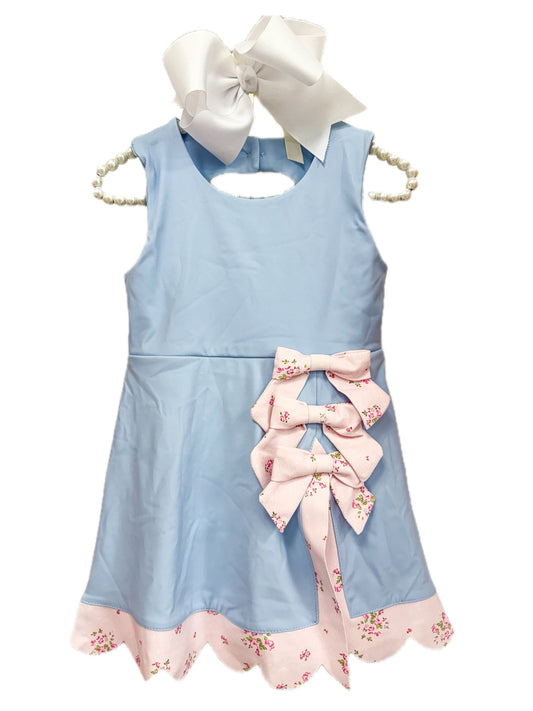 Blue Floral Bow Active Dress