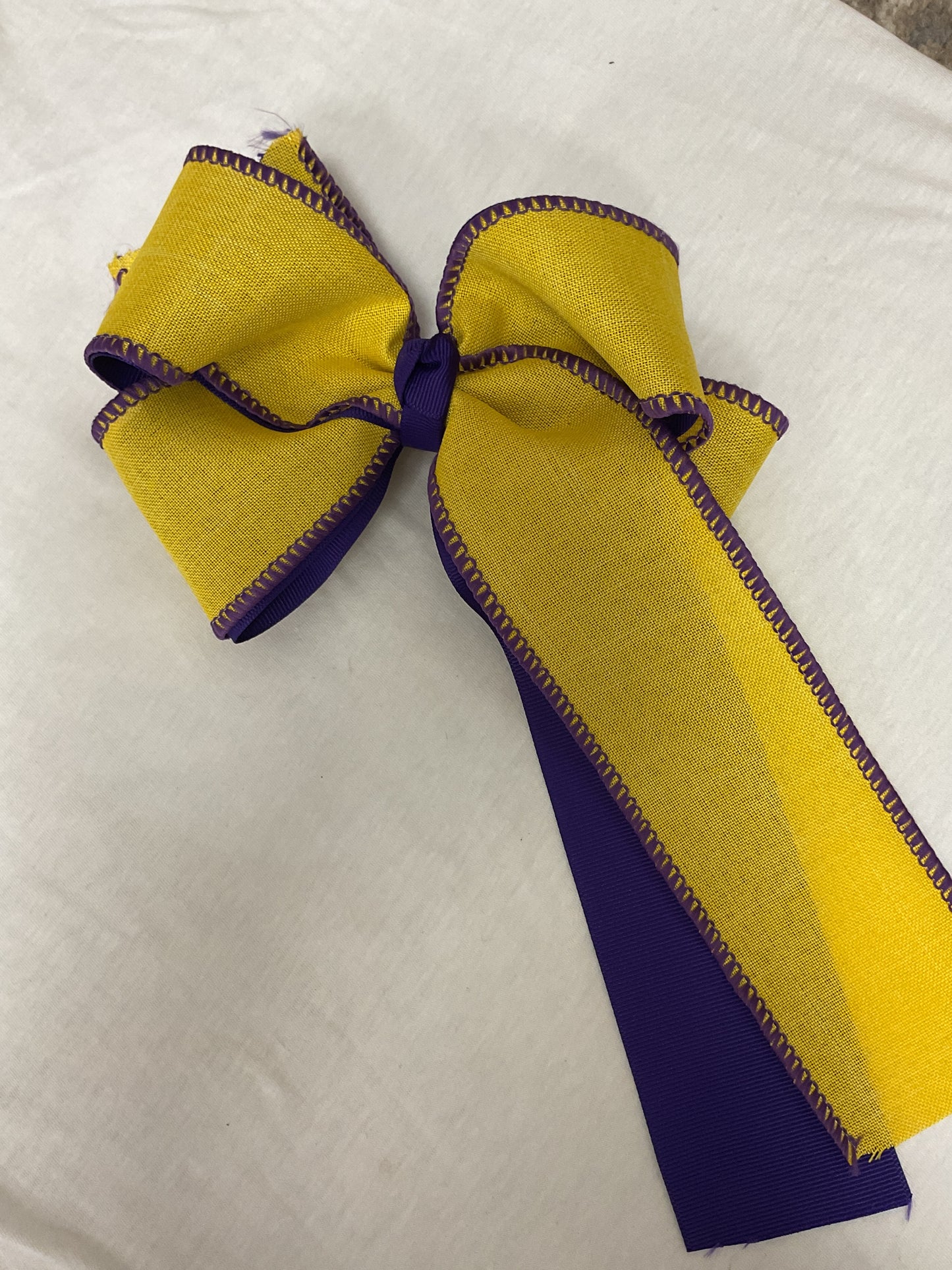 Purple and Yellow School Bow