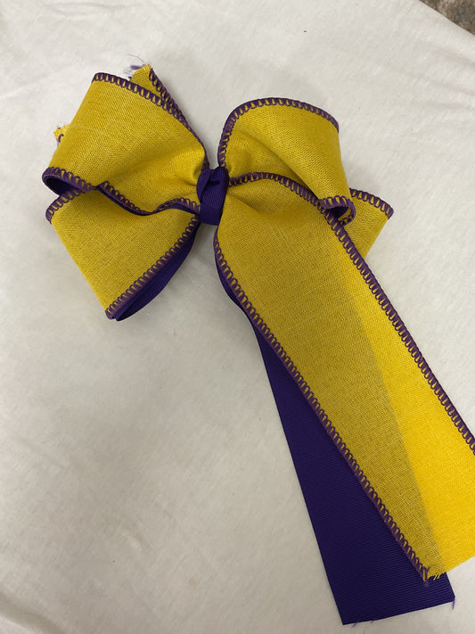 Purple and Yellow School Bow