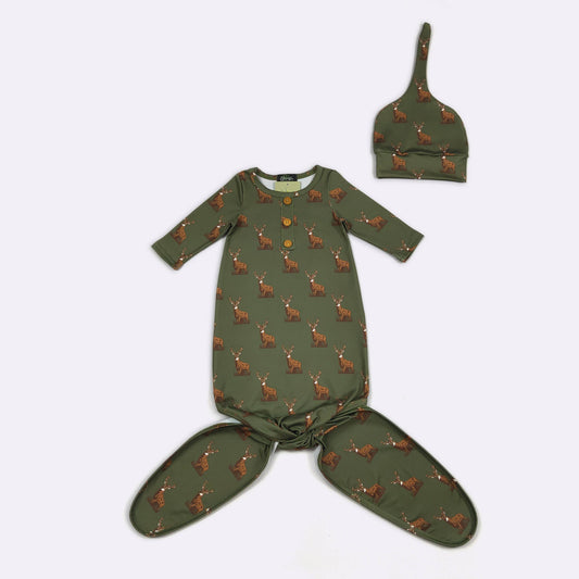 Hunter Green Buck Knotted Gown