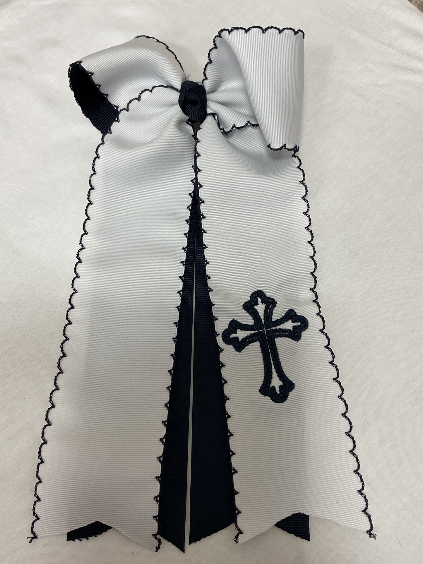Navy and White School Bows