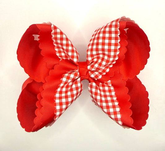 Red Gingham Scallop Bow