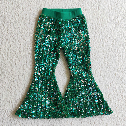 Dark Green Sequin Bellbottoms