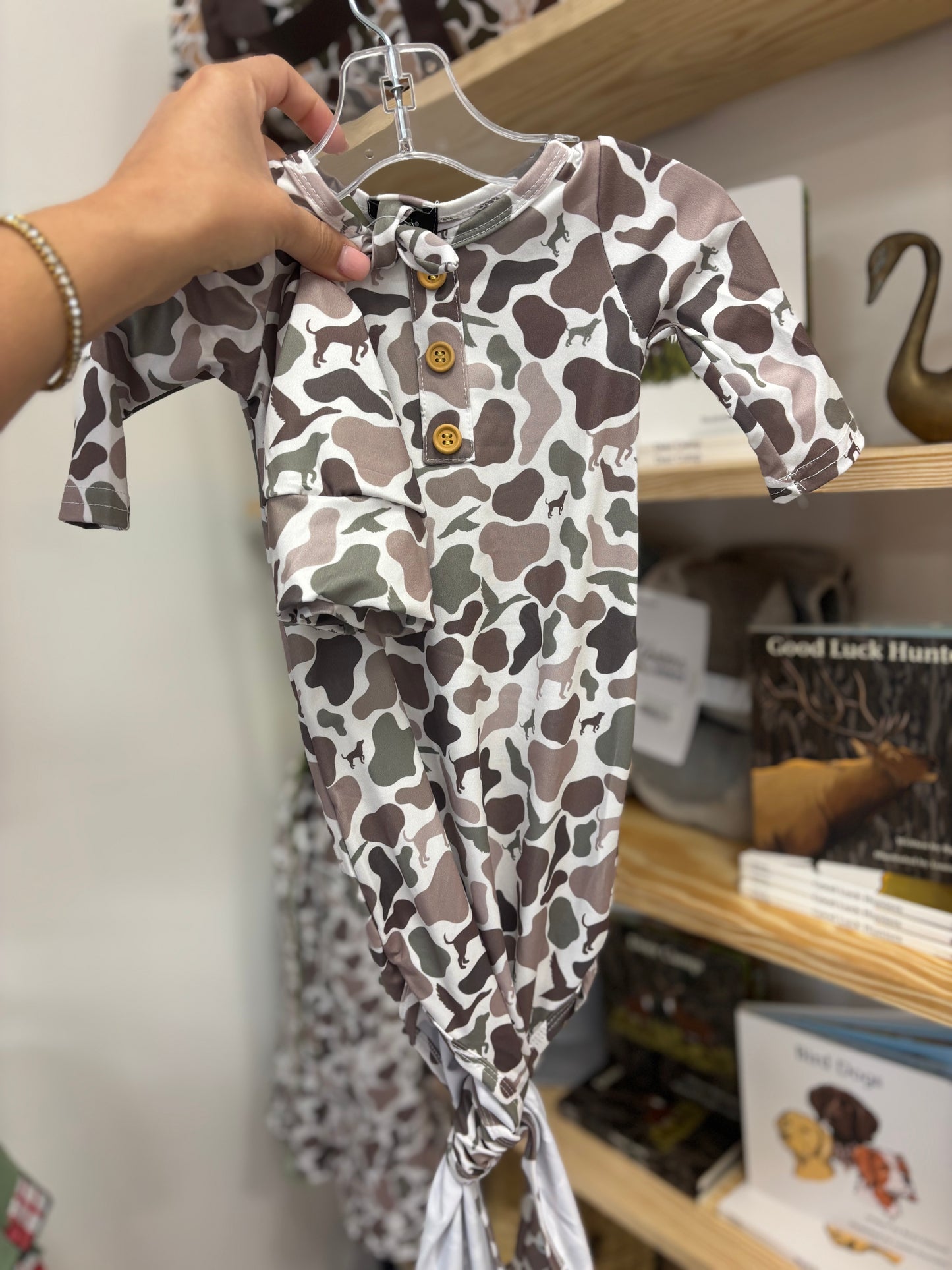 Animal Camo Baby Gown + Hat