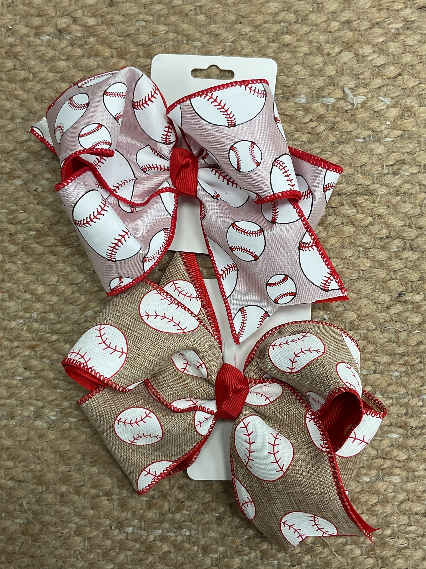 Barrette Baseball Bow