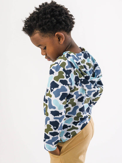 Boys Fish Camo Catch Performance Hooded Shirt