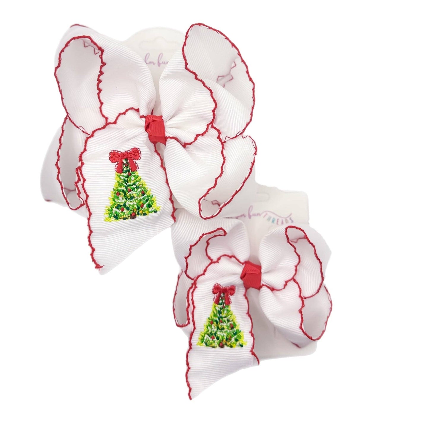 Holiday Heirloom Tree Moonstitch Hair Bow