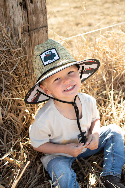 Summer Red Tractor Kids Straw Hat