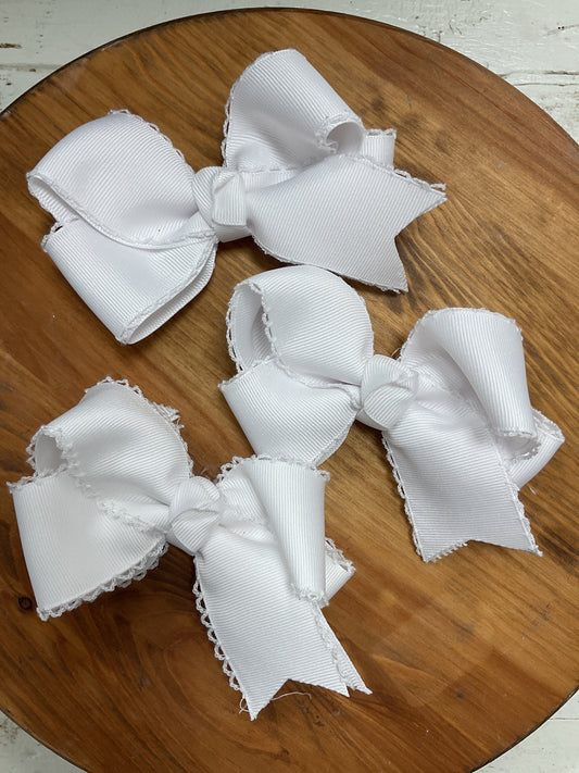 Mini White Hair Clip Bow
