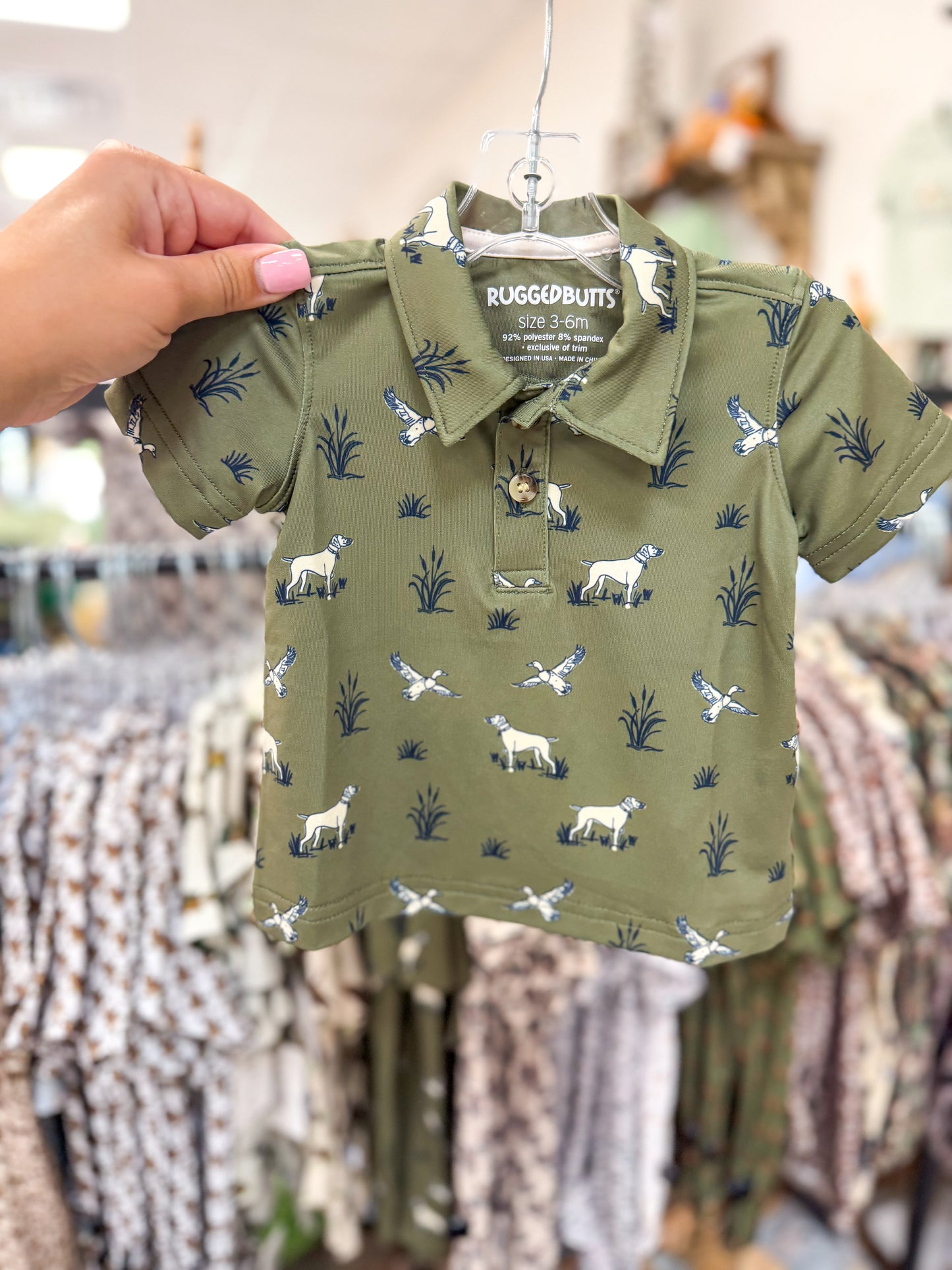 Boys Pond Pups Hunting Dog Knit Short Sleeve Performance Polo