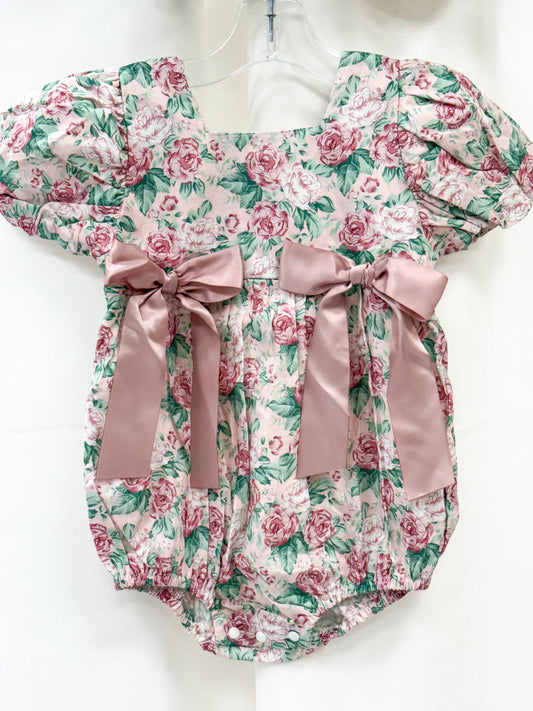 Vintage Rose Baby Girls Romper