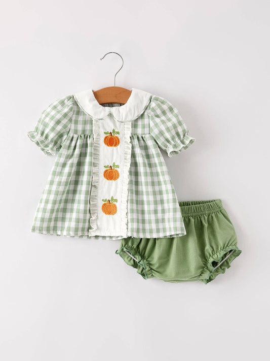 Green Pumpkin Ruffle Bloomer Set