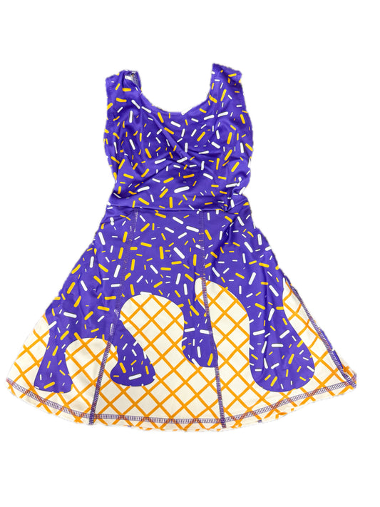 Purple & Yellow Drip Active Dress