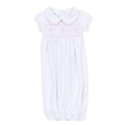 Forever Blessed Smocked Gown - White Pink