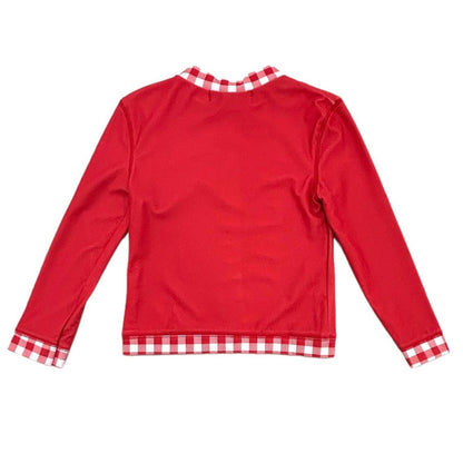 Boys Swim Rashguard - Red Gingham